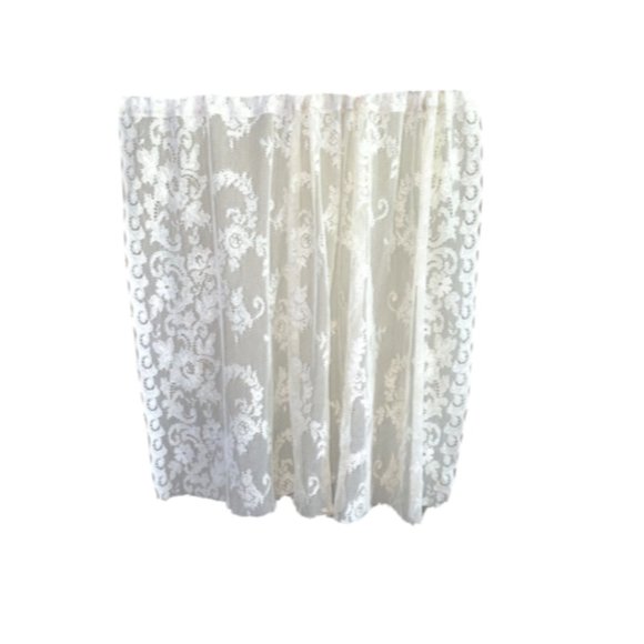 1 Vintage Beige Off White Lace Curtain Panel Short Valance Intricate Victorian